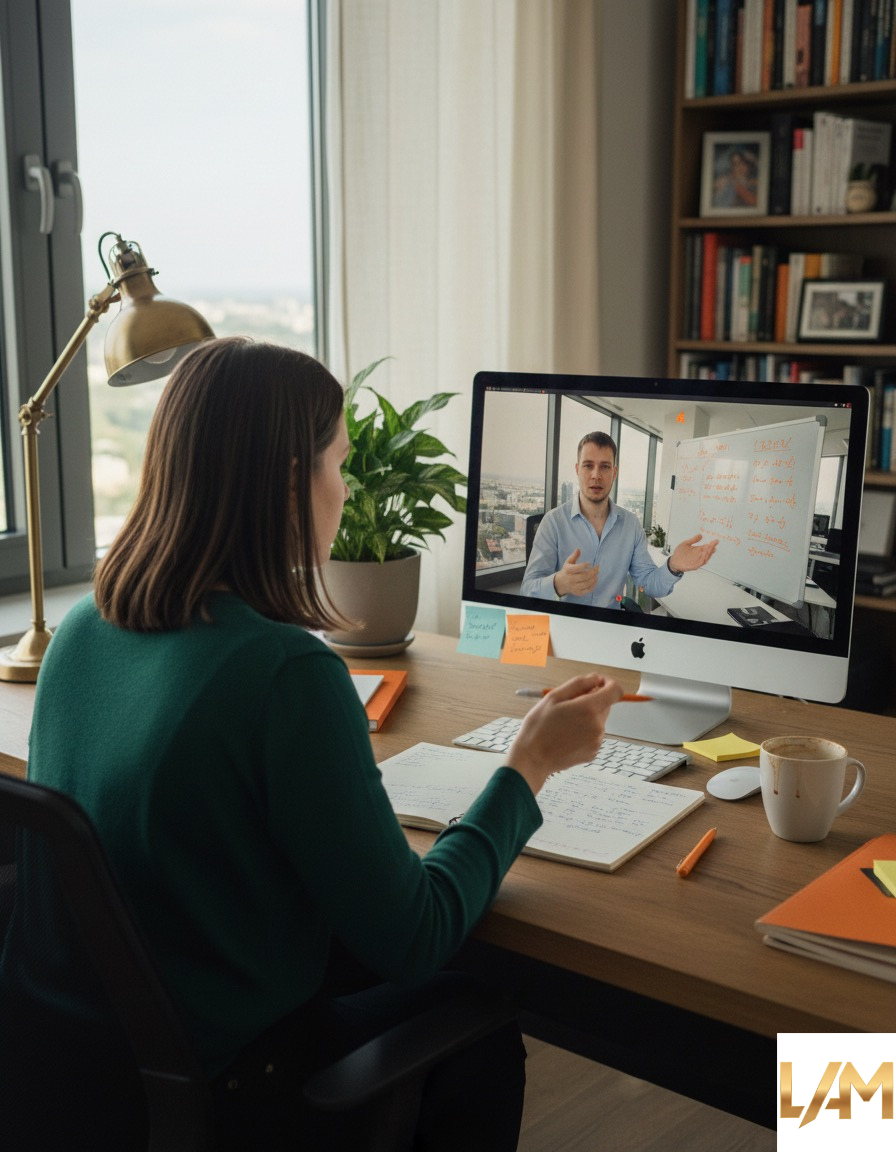 Uczniowie podczas lekcji online z Language Academy Maksymov - interaktywne zajęcia językowe